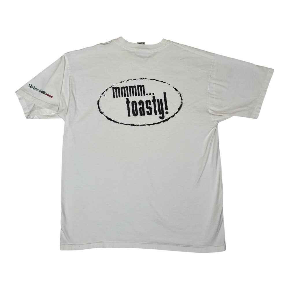 Vintage Quizno's Subs T-Shirt Size Large Y2K Promo "Mmmm Toasty"